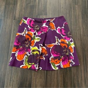 TRINA TURK Epiphany Purple Fig Floral A Line Faux Wrap Skirt Size 14